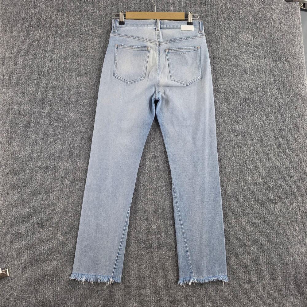CQY Jeans 28 High Rise Straight Light Wash Raw Hem Blue Denim Casual Work Office - Picture 3 of 15